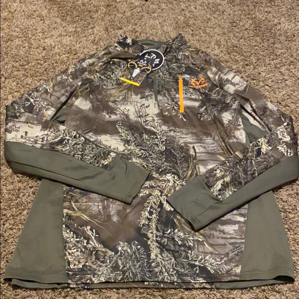 Camo Long-Sleeve Hunting Shirt with Orange Accents